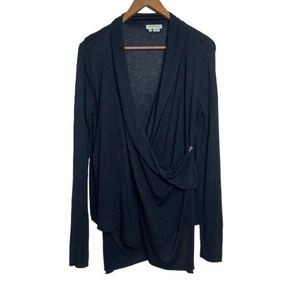 Royal Robbins Wrap Sweater Cardigan Black Linen Blend Lightweight Casual Medium - Picture 1 of 11